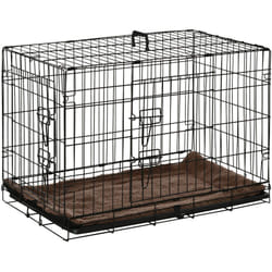 Cage de transport pliante pour chien poignée, plateau amovible, coussin fourni 76 x 53 x 57 cm noir