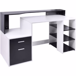 Description générale Ce bureau informatique multimédia au design contemporain noir et blanc est parfait pour optimiser votre  ...