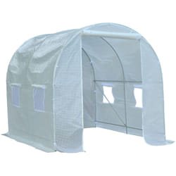 Serre de jardin tunnel surface sol 5 m² 2,5L x 2l x 2H m châssis tubulaire renforcé 18 mm 4 fenêtres blanc