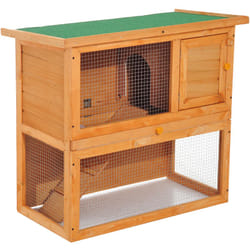Pawhut - Clapier à lapin cage à lapin 2 étages plateau coulissant rampe et toit ouvrant 90L x 45l x 80H cm