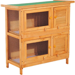 Clapier à lapin cage à lapin double niveau plateaux coulissants 4 portes verrouillables toit ouvrant 90L x 45l x 90H cm