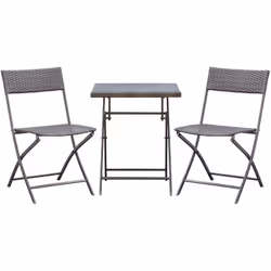 Description générale Ce salon de jardin design pour 2 personnes comprend une table carrée pliable et 2 chaises pliantes, idéa ...
