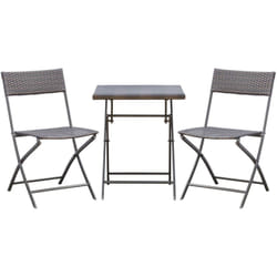 Outsunny - Ensemble meubles de jardin design table carré et chaises pliables résine tressée 4 fils métal noir