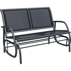 Outsunny - Banc à bascule de jardin 2 places design contemporain grand confort accoudoirs assise et dossier ergonomique acier textilène noir