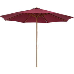 Outsunny - Parasol droit en bois polyester haute densité protection solaire ø 3 x 2,5 m rouge