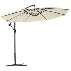 Parasol déporté octogonal inclinable rabattable diamètre 3 m parasol de jardin avec pied en croix crème