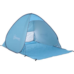 Outsunny - Abri de plage tente de plage pliable pop-up automatique instantané protection uv fenêtre arrière grand tapis de sol bleu ciel