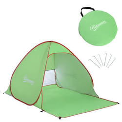 Abri de plage tente de plage pliable Pop-up automatique instantané protection UV fenêtre arrière grand tapis de sol vert rouge