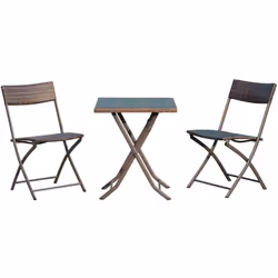 Ce salon de jardin design 2 places composé d'une table carrrée pliable et de 2 chaises pliantes sera idéal pour aménager votr ...