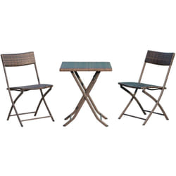 Outsunny - Ensemble meubles de jardin design table carré et chaises pliables résine tressée imitation rotin marron
