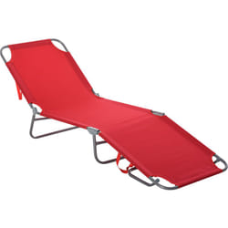 Outsunny - Bain de soleil transat pliable dossier réglable multipositions métal et polyester rouge