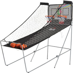 Panier de Basket pliable jeu de Basketball Arcade Double Shootout double panier compteur électronique 4 ballons et pompe acier noir et blanc
