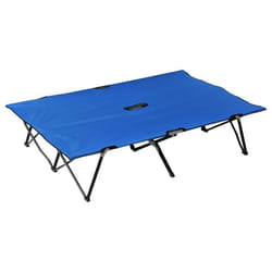 Lit de camp pliable double 193 x 125 x 40 cm avec sac de transport polyester Oxford métal bleu et noir neuf 30BU