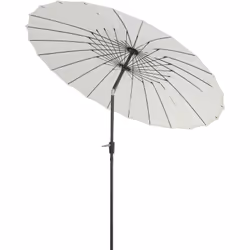 Ce modèle de parasol rond inclinable diamètre 2,6 m en aluminium et fibre de verre est grand et robuste afin de vous offrir u ...
