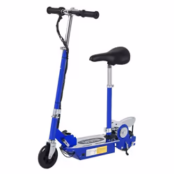 Trottinette électrique 120 W pliable pour enfant de 7 à 12 ans hauteur guidon et selle réglable 10 Km/h max. bleu