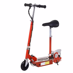 Trottinette électrique 120 W pliable pour enfant de 7 à 12 ans hauteur guidon et selle réglable 10 Km/h max. rouge