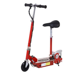 Trottinette électrique 120 W pliable pour enfant de 7 à 12 ans hauteur guidon et selle réglable 10 Km/h max. rouge