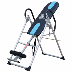 Table dinversion de musculation pliable ceinture de sécurité réglable acier coloris argent noir neuf 53