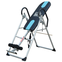 Table dinversion de musculation pliable ceinture de sécurité réglable acier coloris argent noir neuf 53