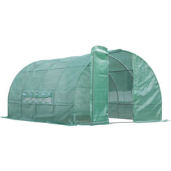 Serre de jardin tunnel 12 m² 4L x 3l x 2H m acier galvanisé renforcé diamètre 2,5 cm + pe haute densité fenêtres porte vert