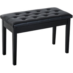 Homcom - Banquette tabouret siège pour piano avec coffre de rangement pied bois caoutchouc assise capitonnée revêtement synthétique noir
