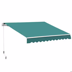 Store banne Manuel rétractable - OUTSUNNY - 3L x 25l m - Vert - Aluminium - Polyester imperméabilisé