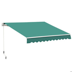 Store banne Manuel rétractable - OUTSUNNY - 3L x 25l m - Vert - Aluminium - Polyester imperméabilisé