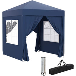 Outsunny - Tonnelle de jardin tente pliante barnum pop-up 2 x 2 m 4 parois latérales amovibles 2 fenêtres sac de transport bleu