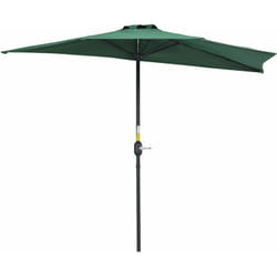 Outsunny - Demi parasol, parasol de balcon 5 entretoises métal polyester 2,69L x 1,38l x 2,36H m vert