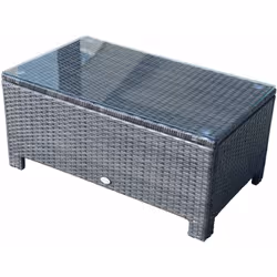 Cette table basse en rotin tressé habillera parfaitement votre extérieur ! Idéal pour profiter des rayons du soleil, elle app ...