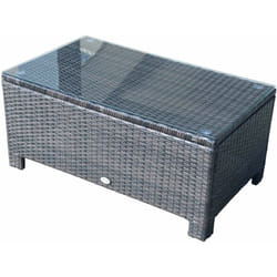 Outsunny - Table basse de jardin plateau verre trempé 5 mm rotin tressé 85 x 50 x 39cm Max. 50 kg marron