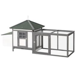 Poulailler - PawHut - cottage perchoir rampe pondoir enclos tiroir déjection - bois pin - 196x76x97cm - gris blanc