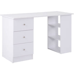 Homcom - Bureau informatique multimédia multi-rangements 3 tiroirs 2 étagères 120L x 49l x 72H cm blanc