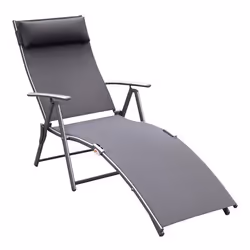 Transat - OUTSUNNY - Bain de Soleil Pliable - Dossier inclinable - Accoudoirs gris