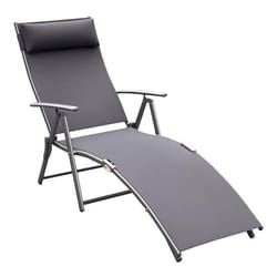 Transat - OUTSUNNY - Bain de Soleil Pliable - Dossier inclinable - Accoudoirs gris