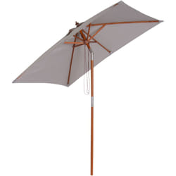 Parasol rectangulaire inclinable bois polyester haute densité 2L x 1,5l x 2,3H m gris clair