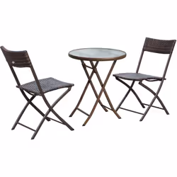 Description : Ce salon de jardin 2 places style cosy composé d'une table ronde pliable et de 2 chaises pliantes sera idéal po ...