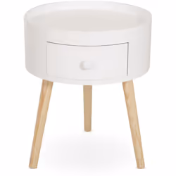 Description générale Redorez votre décoration en intégrant cette sublime table de nuit ronde style scandinave bicolore chêne  ...