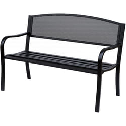 Outsunny - Banc 3 places de jardin terrasse style contemporain 127L x 60l x 87H cm métal époxy anticorrosion noir