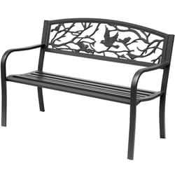 Outsunny - Banc 3 places de jardin terrasse style rural chic 127L x 60l x 85H cm métal époxy anticorrosion noir