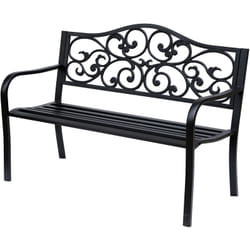 Outsunny - Banc 3 places de jardin terrasse style cosy chic 127L x 60l x 89H cm métal époxy anticorrosion noir