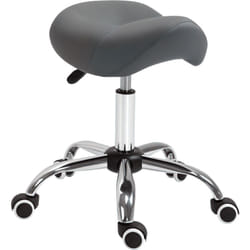 Tabouret de massage tabouret selle ergonomique pivotant 360° hauteur réglable revêtement synthétique gris chromé - Homcom