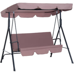 Outsunny - Balancelle de jardin 3 places toit inclinaison réglable coussins assise et dossier 1,72L x 1,1l x 1,52H m acier noir polyester marron clair