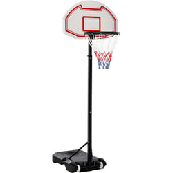 Homcom - Panier de Basket-Ball sur pied avec poteau panneau, base de lestage sur roulettes hauteur réglable 1,9 - 2,5 m noir blanc