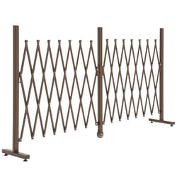 Barrière extensible rétractable barrière de sécurité avec roulette 405L x 31l x 104H cm alu métal chocolat