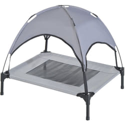 Pawhut - Lit pour chien chat sur pieds lit de camp lit surélevé rafraîchissant velum anti-UV Oxford micro-perforé parasol et sac de transport inclus