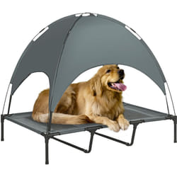 Lit pour chien chat sur pied velum anti-UV tissu Oxford micro-perforé sac transport inclus gris