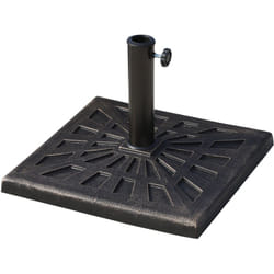Pied de parasol base de lestage carrée 51L x 51l x h 32 cm résine imitation fonte poids net 15 Kg bronze