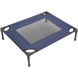 Lit pour chien chat lit de camp grand confort sur pieds tissu oxford textilène micro-perforé 76L x 61l x 18H cm bleu marine noir