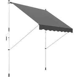 Store banne manuel - Outsunny - rétractable 3x15m télescopique sans perçage anti-UV - métal - gris